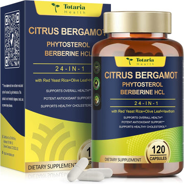 Citrus Bergamot Supplement for High Cholesterol - Italian Citrus Bergamot & Plant Sterols Stanols Natural Way to Balance Cholesterol Level, Vegan, Non-GMO, 120 Counts