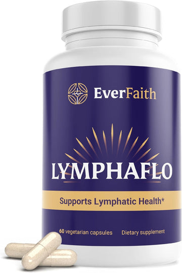 EVERFAITH LymphaFlo - Lymphatic Drainage Supplement - Lymph System Support - with Bromelain, Echinacea, Dandelion, Burdock Root, Lemon Powder & More - Vegetarian, Gluten Free, Non-GMO - 60 Capsules