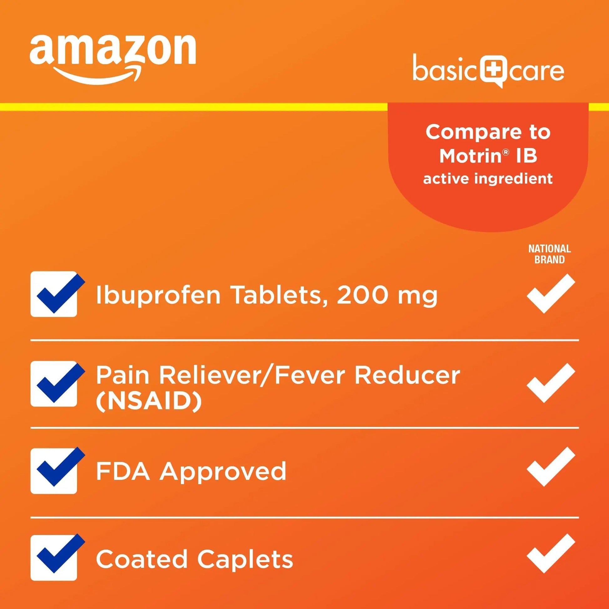 Amazon Basic Care Ibuprofen Tablets, 200 mg, Pain Reliever/Fever Reducer for Headache, Backache, Menstrual Pain and Body Aches, 100 Count Amazon Basic CareBuy Supplements Australia
