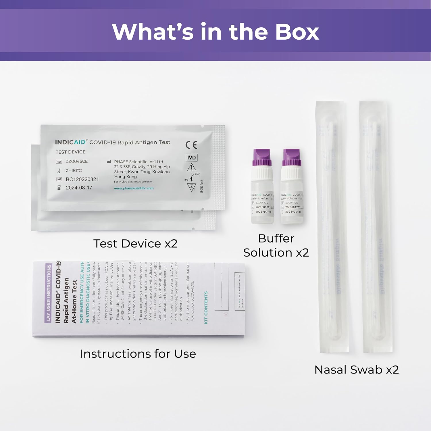 INDICAID COVID-19 Antigen Rapid Test, 6 Tests in 3 Individual Packs, FDA EUA Authorized OTC COVID Home Test, HSA/FSA Eligible, Fast and Easy to Use