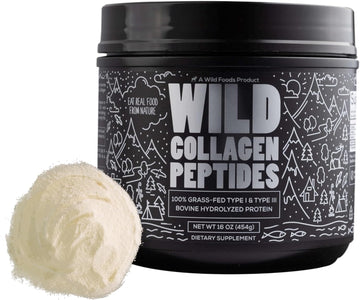 Wild Foods Collagen Peptides Powder – 16 oz Grass-Fed Hydrolyzed for Skin, Hair, Nails Support – Unflavored & Easy to Mix – Non-GMO, Made in USA Collagen Powder for Women and Men