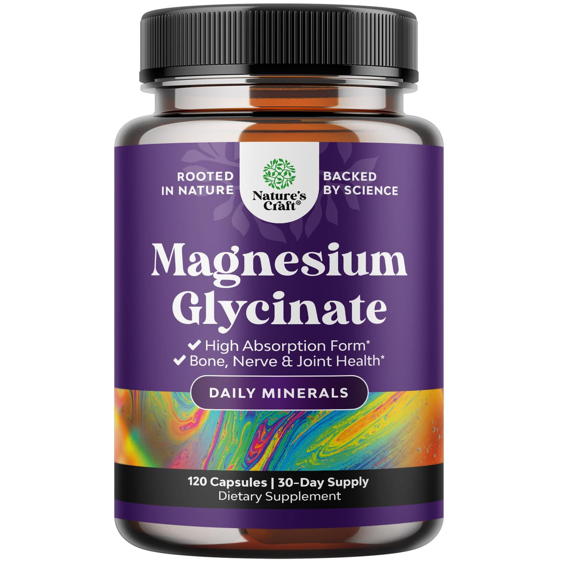 Pure Magnesium Glycinate Supplement 500mg - Magnesium for Sleep and Rest Capsules for Men & Women - Unflavored Vegan High Absorption Pills for Relaxation Support - 120 Count Natures CraftBuy Supplements Australia