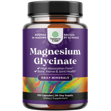 Pure Magnesium Glycinate Supplement 500mg - Magnesium for Sleep and Rest Capsules for Men & Women - Unflavored Vegan High Absorption Pills for Relaxation Support - 120 Count Natures CraftBuy Supplements Australia