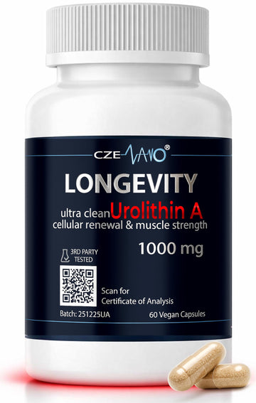 CzeNano Longevity – Ultra-Pure Urolithin A Supplement 1000 mg | Mitochondrial Support, Cellular Energy & Muscle Strength | Third-Party Tested COA | 60 Vegan Capsules CzeNanoBuy Supplements Australia