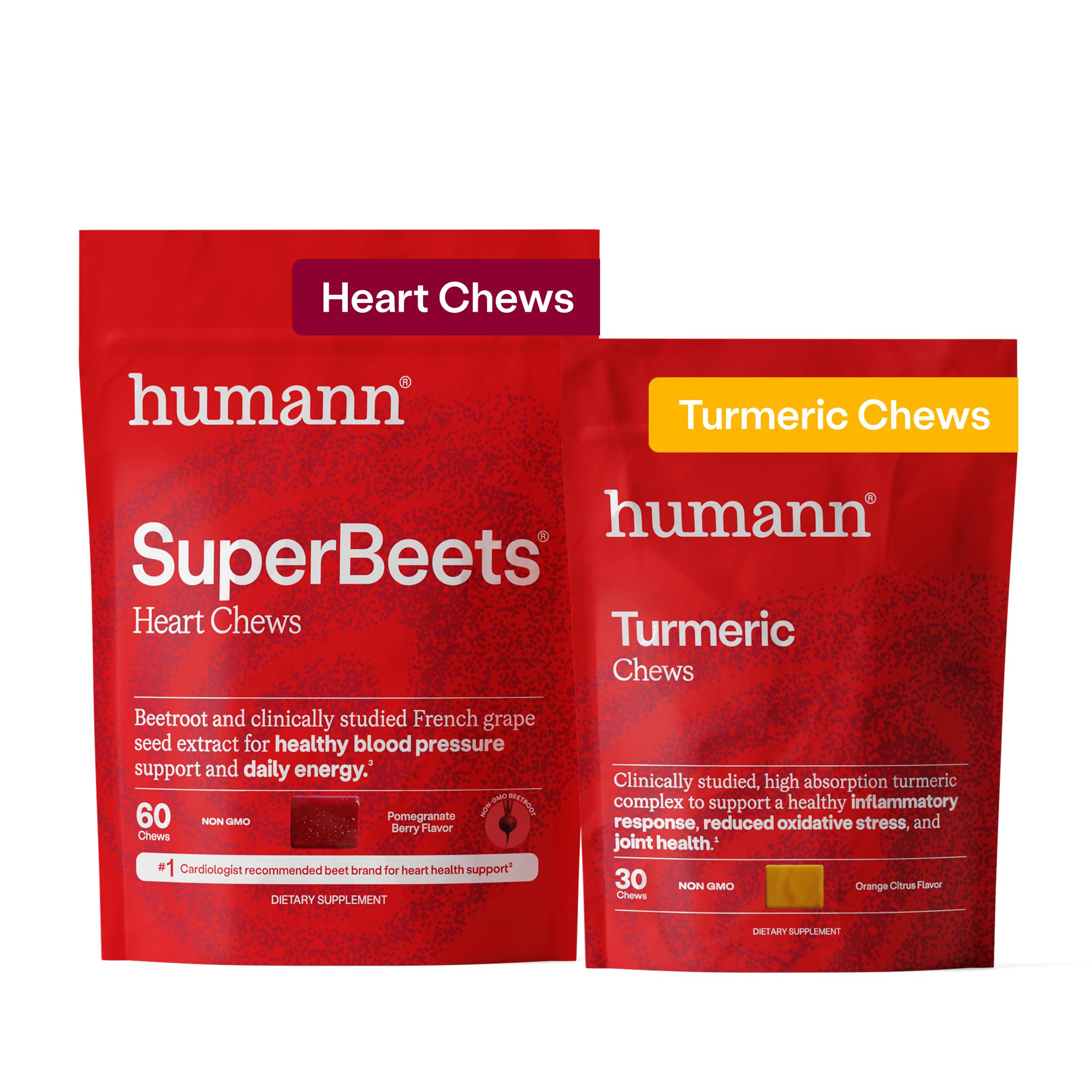 HumanN Turmeric Chews Supplement – Clinically Studied High Absorption Curcumin Complex - Orange Citrus Flavor – from SuperBeets Makers – Joint Health – 30 Count