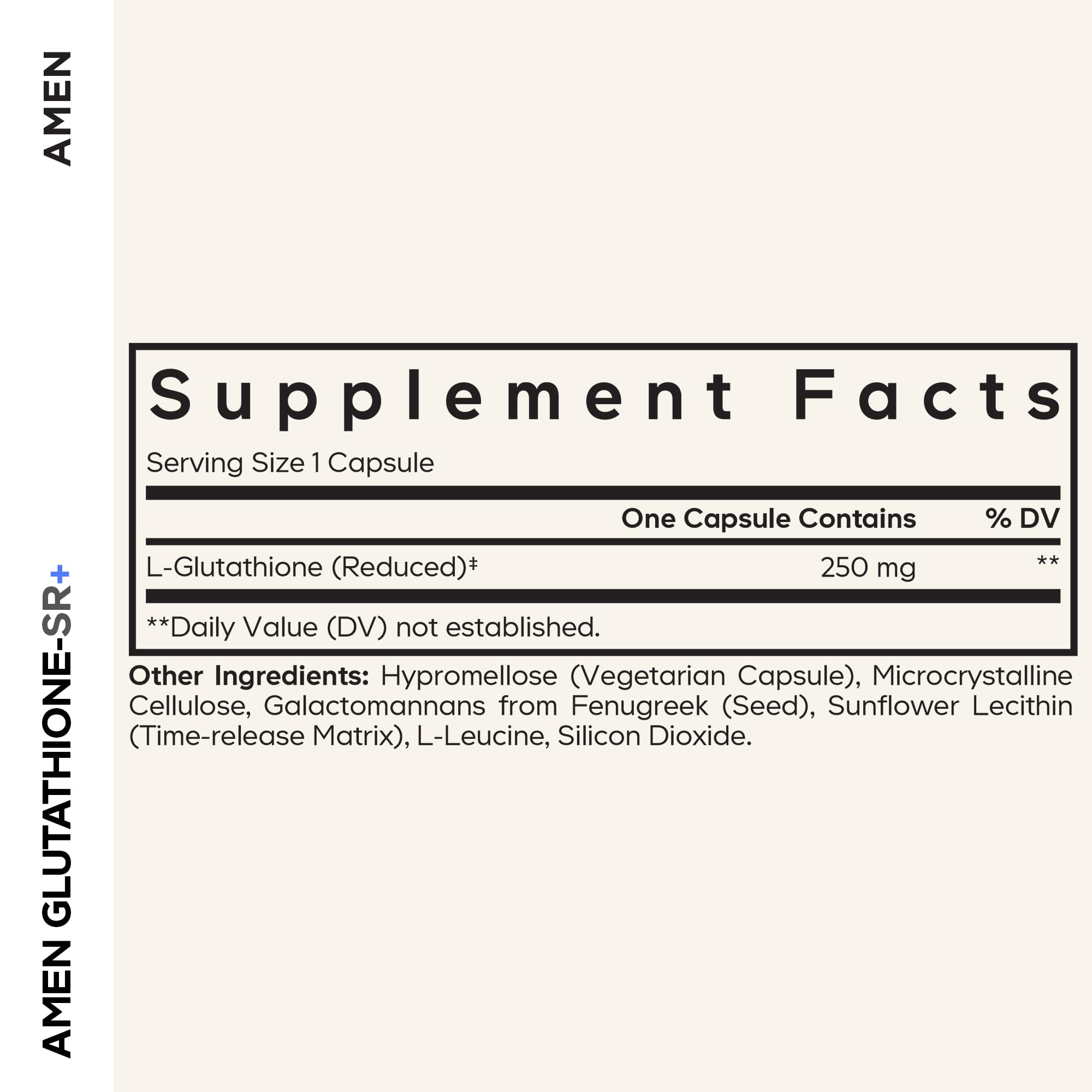 Amen Glutathione-SR+ Advanced Sustained-Release Supplement - 2-Month Supply - Reduced L-Glutathione - Galactomannans Fenugreek Seed - Time-Reduced Matrix - Non-GMO - 60 Capsules AmenBuy Supplements Australia