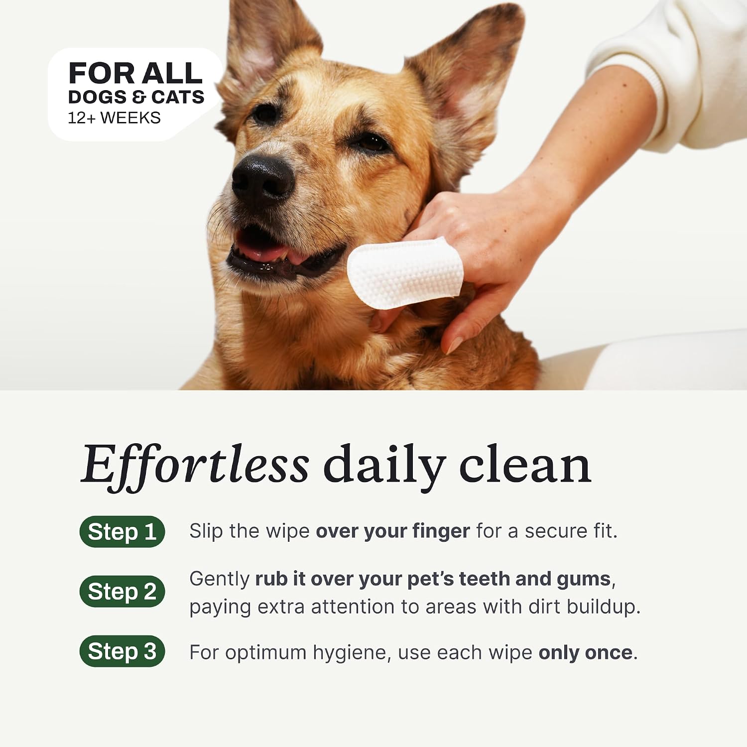 PetLab Co. Dental Finger Wipes for Dogs, Teeth Cleaning, 30 Wipes | Wipe-on cleaning to support surface dirt removal and fresh breath for dogs who won't tolerate brushing