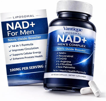 Aureph Vantique Men's NAD+ Supplement with Resveratrol, CoQ10, L-Citrulline & Lycopene - Nitric Oxide Support, Prostate Care, Anti-Aging, Stamina & Cellular Energy Boost 60 Capsules AurephBuy Supplements Australia