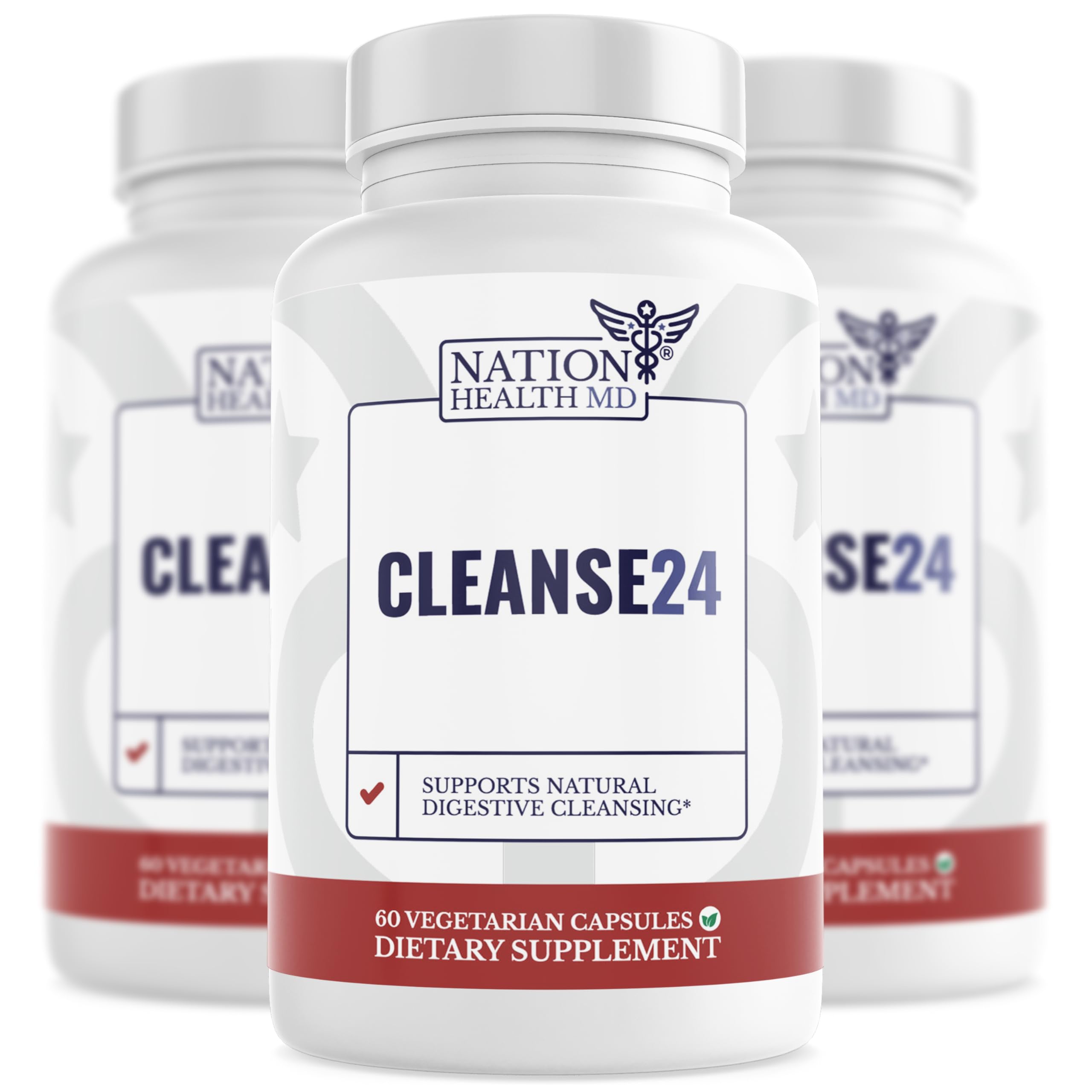 Cleanse24 | Intestinal Cleanse for Humans with Wormwood | Gut Cleanse for Men & Women, Herbal Intestinal Cleanse, Papaya, Black Walnut, 30 Days Supply, 60 Capsules