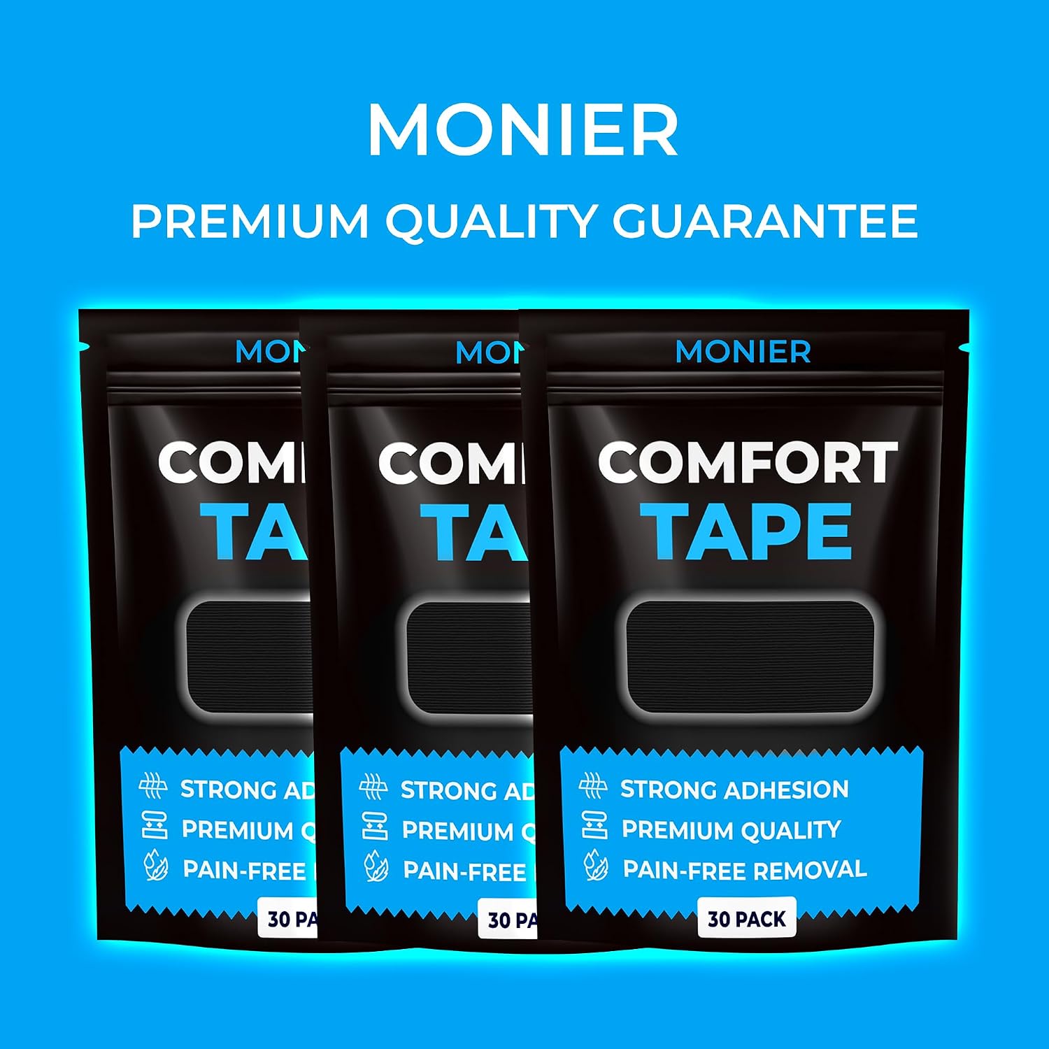MONIER Comfort Tape (30 Pack) - Pain Free Removal, Hypoallergenic | Latex Free & Gentle On Skin, Packaging May Vary, Skin Friendly Adhesive Cotton Tape