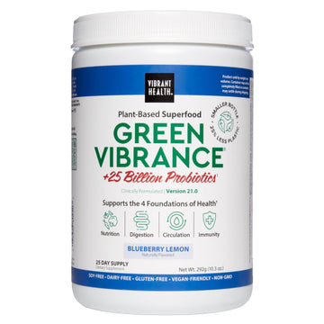 Vibrant Health, Green Vibrance, Superfoods Powder with 70+ Plant-Based Whole Foods & 25 Billion Probiotics Per Serving, Blueberry Lemon, 25 Servings Vibrant HealthBuy Supplements Australia