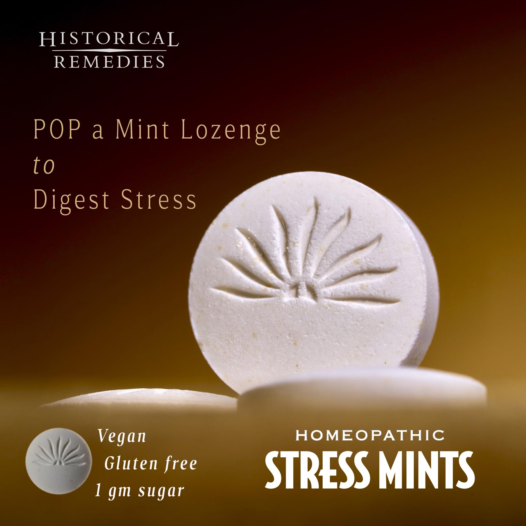 Historical Remedies Stress Mints (1 Pack) | Homeopathic Lozenges to Aid Stress & Digestion, Organic Peppermint Flavor, Vegan & Gluten-Free, Non-Habit Forming