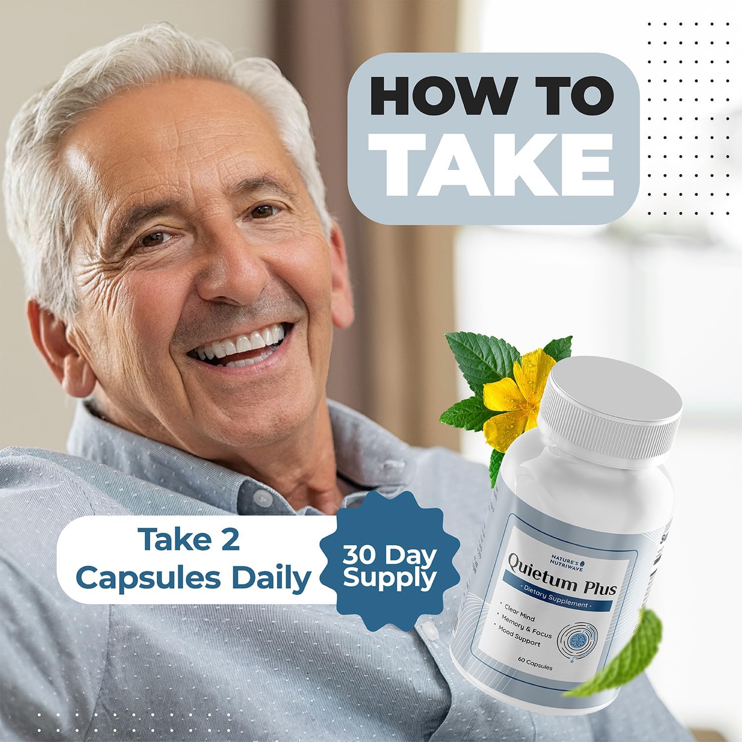 Quietum Plus – Herbal Extract Capsules – 60 Ct, 1 Month Supply | Plant-based capsules with herbal extracts | Non-GMO, GMP Certified | Easy-to-swallow daily capsule