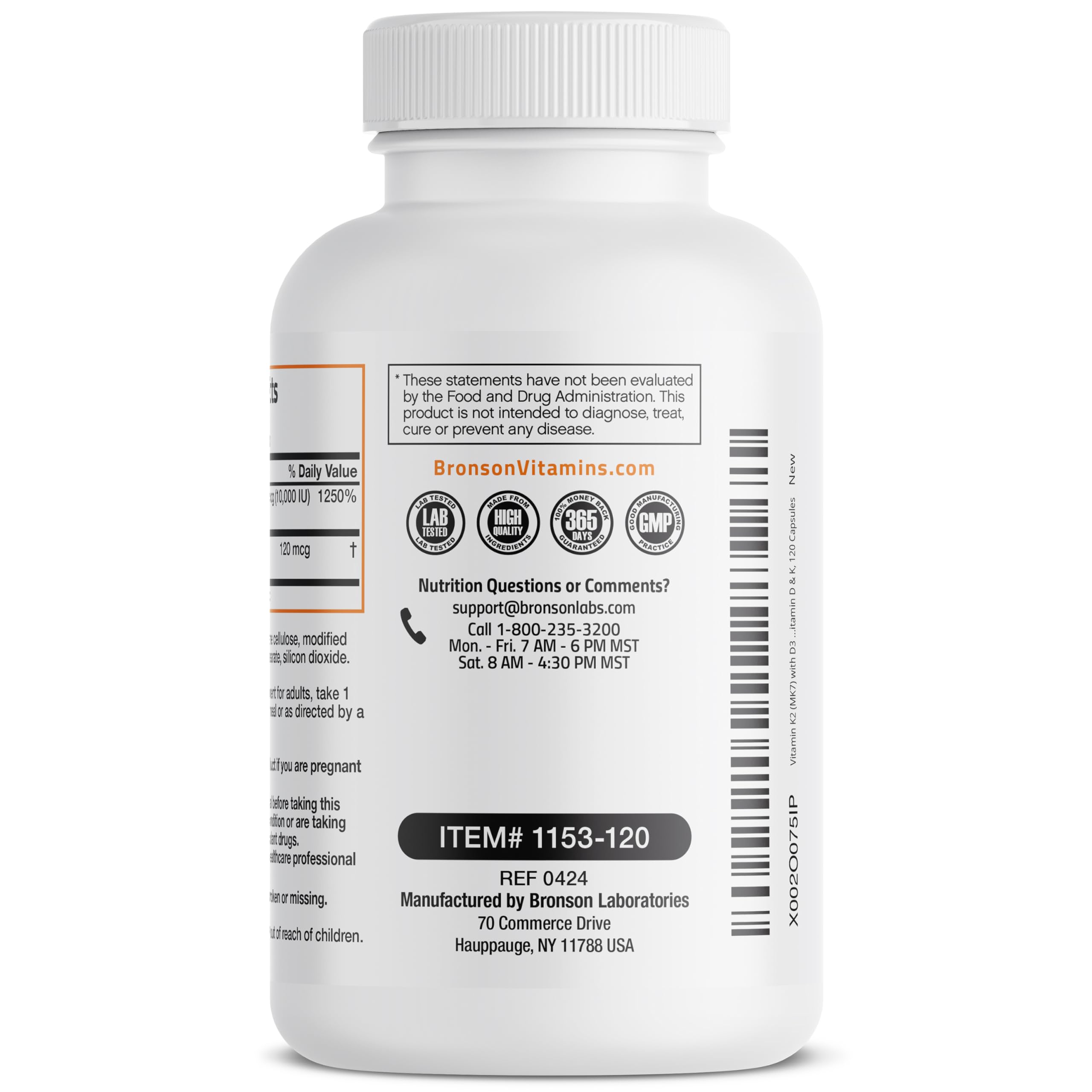 Bronson Vitamin K2 (MK7) with D3 Extra Strength Supplement Bone and Heart Health Non-GMO Formula 10,000 IU Vitamin D3 & 120 mcg Vitamin K2 MK-7 Easy to Swallow Vitamin D & K, 120 Capsules