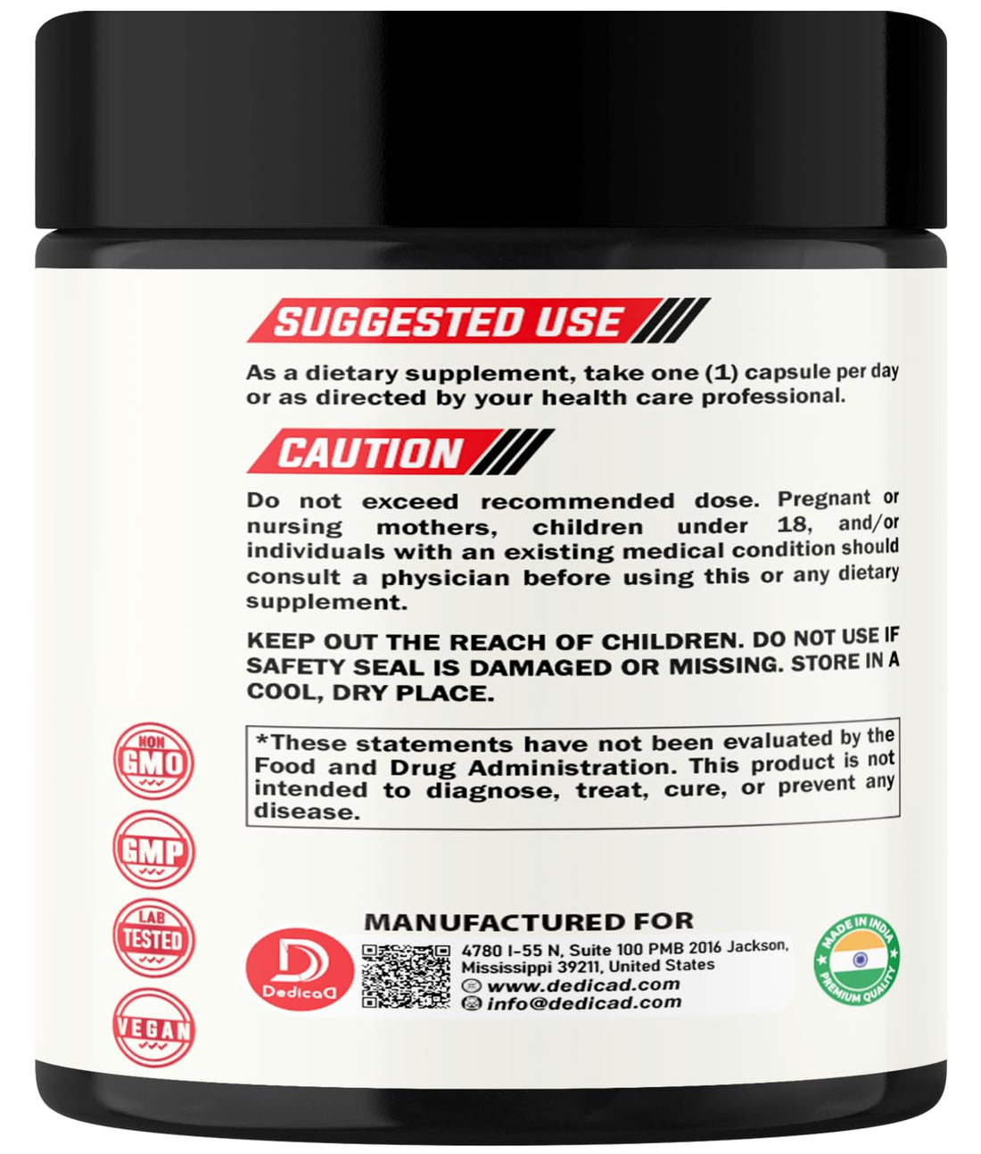 Supplement container labeled 'Wormwood, Black Walnut, Whole Cloves' by DedicaD on a white background.