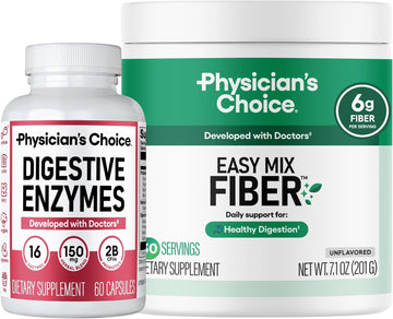 Physician's CHOICE Digestive Enzymes 60 Count + Easy Mix Fiber Bundle