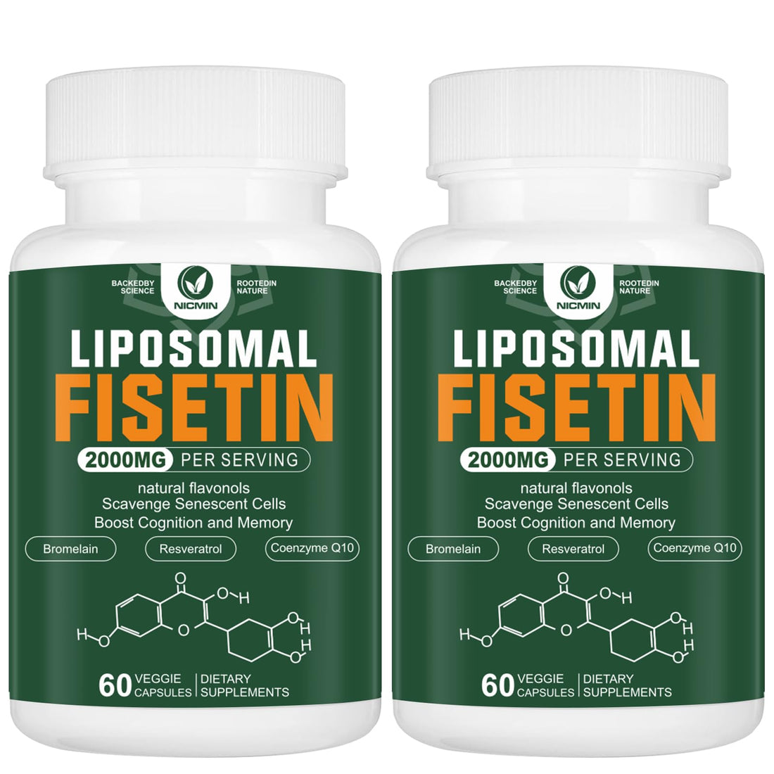 Liposomal Fisetin Supplement, 2000MG, 98% Pure Fisetin Polyphenols Antioxidants, with Quercetin, TMG and Resveratrol, for Healthy Aging, Cognitive Support, 120 Capsules NICMINBuy Supplements Australia