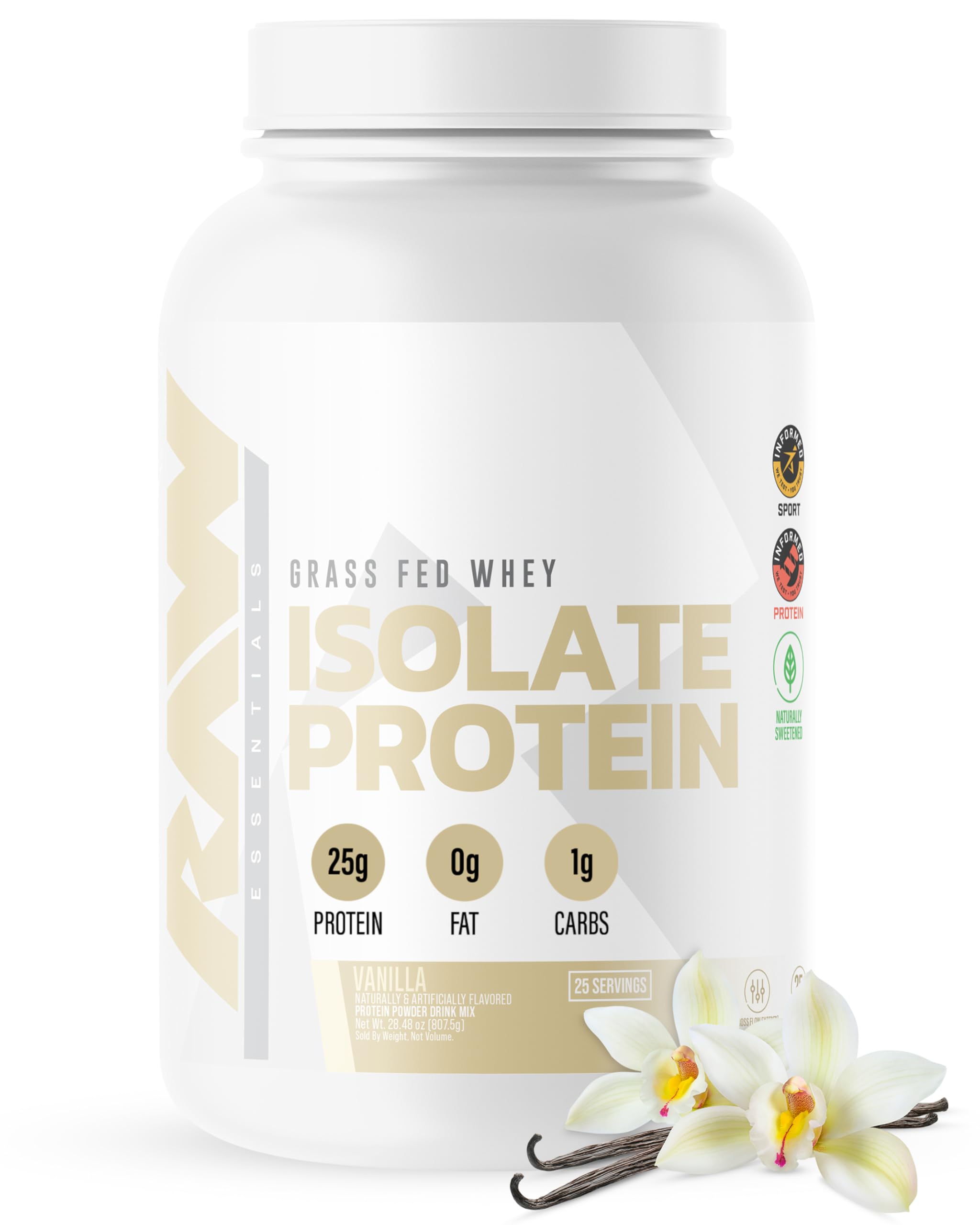 RAW Whey Isolate Protein Powder, Dark Chocolate - 100% Grass-Fed Sports Nutrition Whey Protein Powder for Muscle Growth & Recovery - Low-Fat, Low Carb, Naturally Flavored & Sweetened - 25 Servings