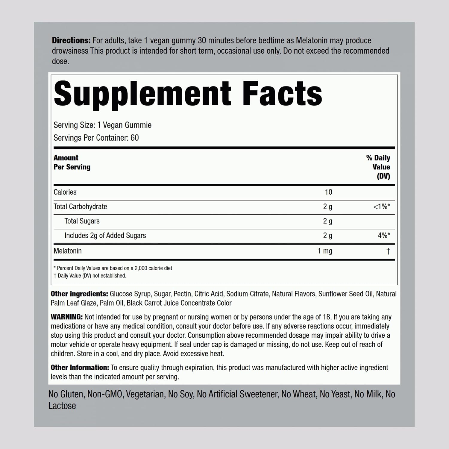 Piping Rock Melatonin Gummies 1 mg | 60 Count | Low Dose Supplement for Kids and Adults | Cherry Pomegranate Flavor | Vegan, Non-GMO, Gluten Free