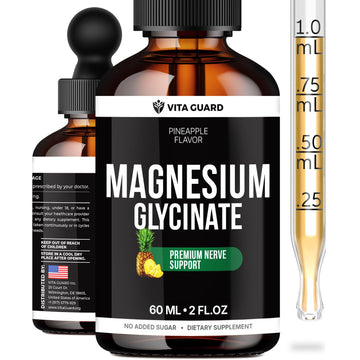 Magnesium Glycinate 500mg Liquid Drops – Sugar-Free Magnesium Supplement, Vegan Formula, 60 mL Flavor Pineapple Vita GuardBuy Supplements Australia