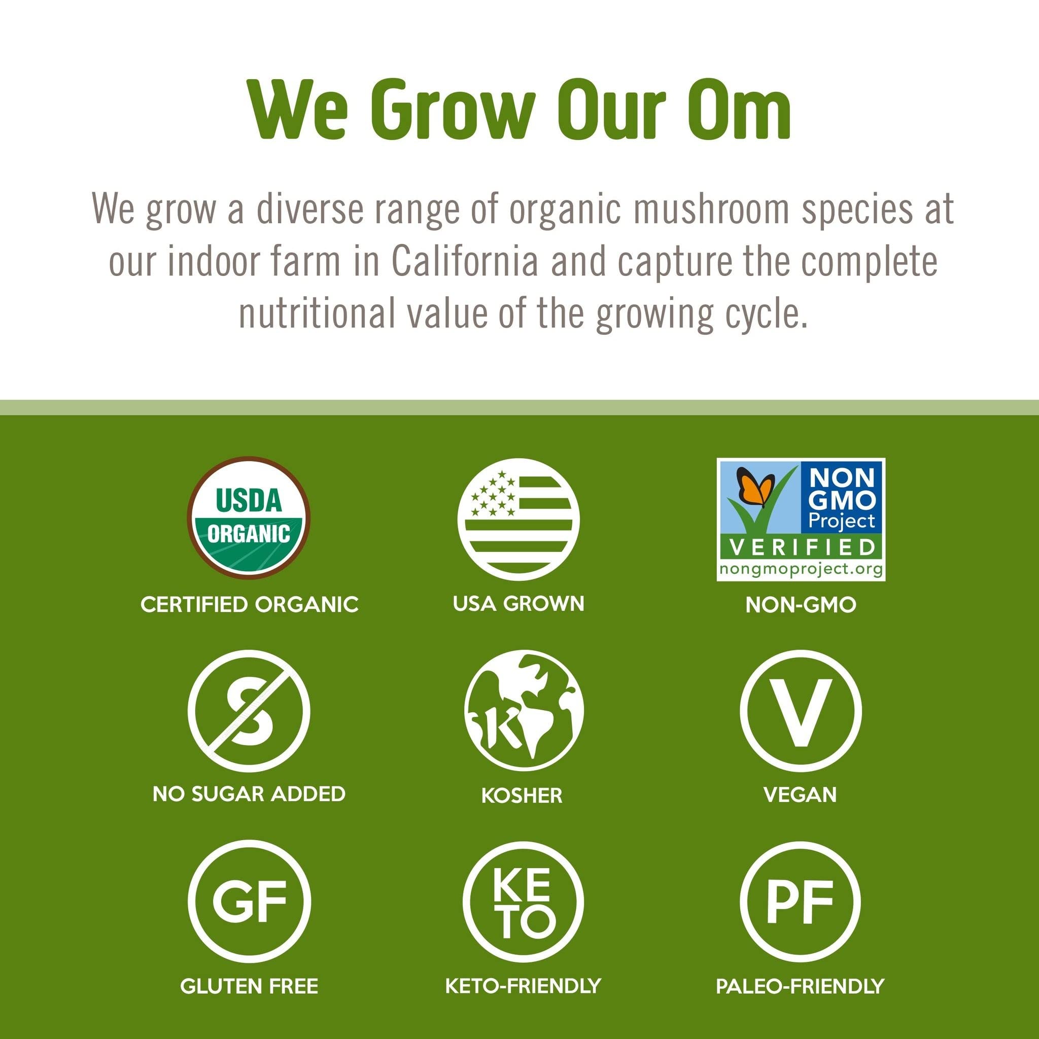 Om Mushroom Superfood Reishi Organic Mushroom Powder, 100 Servings, Organic Adaptogen Powder for Stress Relief and Immune Health