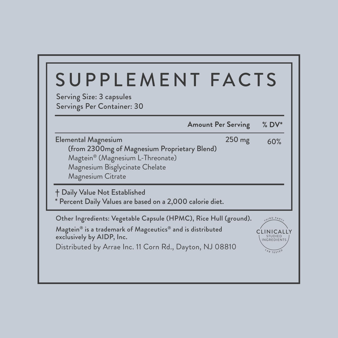 Arrae Magnesium Supplement, Magnesium Glycinate, Citrate & L-threonate, 250 mg, Support Mood, Sleep, Nerves, and Muscles,90 Capsules ArraeBuy Supplements Australia
