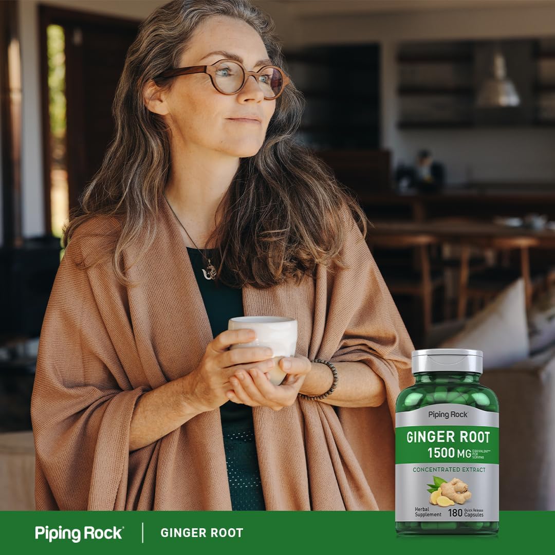 Piping Rock Ginger Root Extract Supplement | 180 Powder Capsules | Non-GMO & Gluten Free Concentrated Formula
