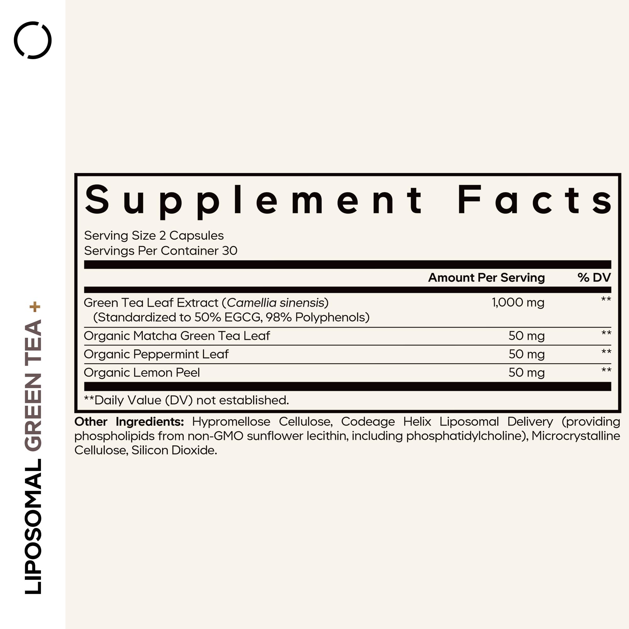 Codeage Liposomal Green Tea+ EGCG 50% Green Tea Extract, Organic Matcha Green Powder, Peppermint Leaf, Lemon Peel, Liposomal Delivery - Vegan Pils Supplement - Non-GMO - 60 Capsules CodeageBuy Supplements Australia