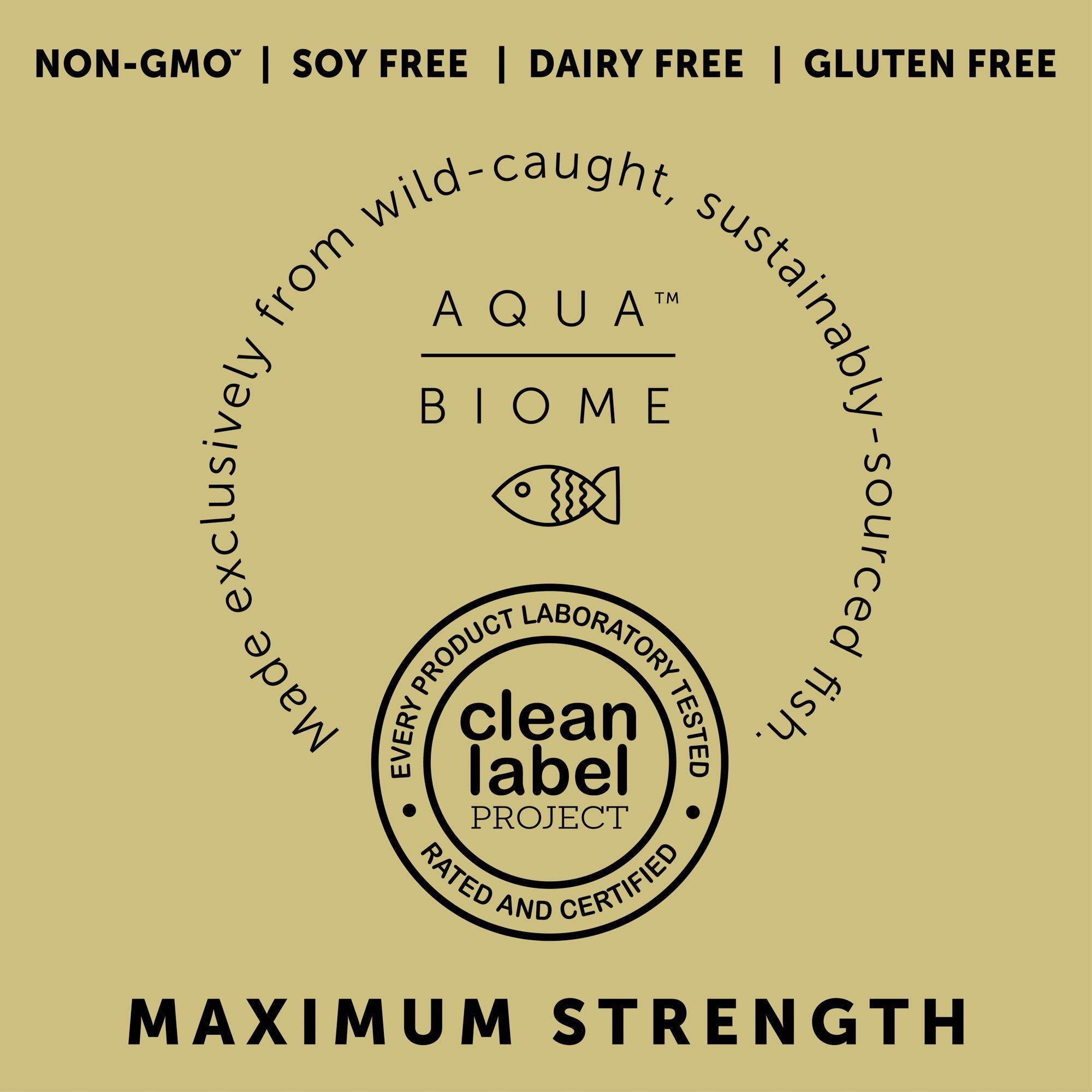 Aqua Biome by Enzymedica Omega 3 Fish Oil Maximum Strength - 120 Softgels | Fish Oil Omega 3 Fatty Acid Supplement for Women & Men, Source of DPA, EPA, & DHA, Heart & Brain Health Support, Gluten Free
