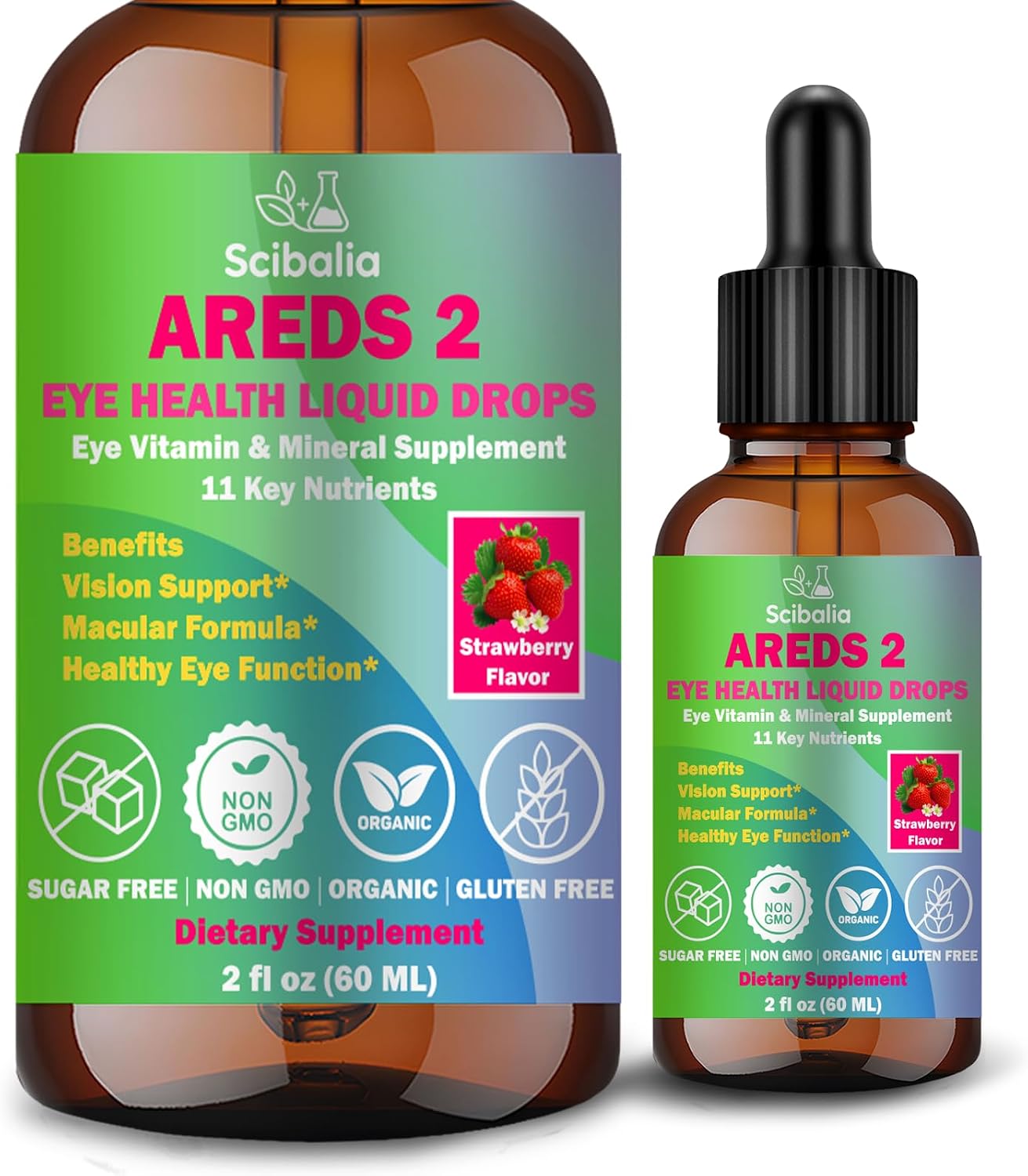 AREDS 2 Formula Liquid Drops, Advance 11-in-1 Eye Vitamins | Lutein and Zeaxanthin w. Bilberry Eyebright Omega-3 for Vision Retina Macular, Areds Plus Multivitamin for Adult & Senior