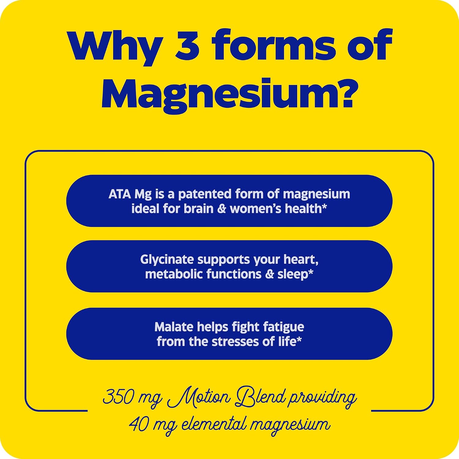 Enzymedica Magnesium Motion Supplement for Women & Men - Triple Magnesium Complex, ATA Mg, Malate & Glycinate, Muscle & Bone Health Support Capsules, High Bioavailability, Vegan, Gluten Free- 120 Caps