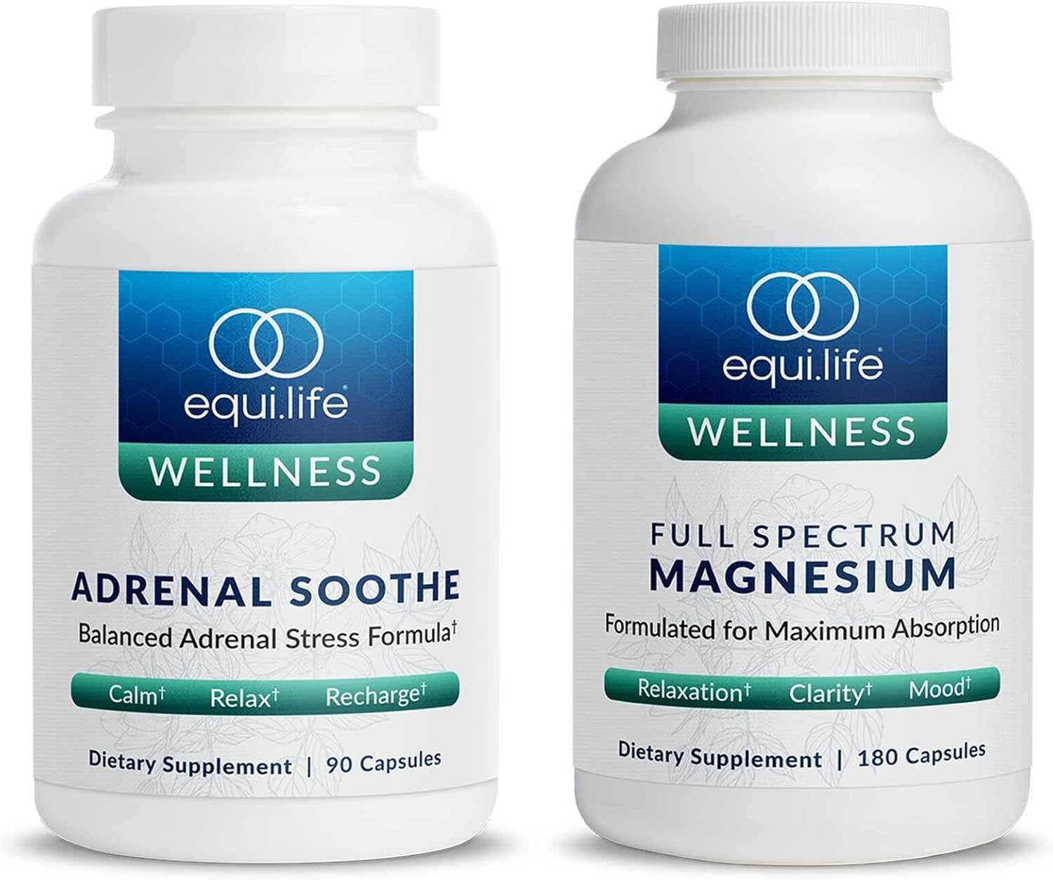 Equilife Full Spectrum Magnesium (180 ct) & Adrenal Soothe (90 ct) Bundle