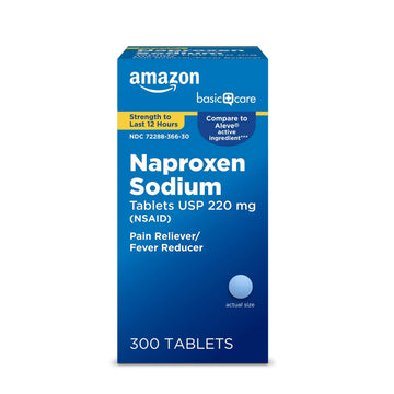 Amazon Basic Care Naproxen Sodium Tablets 220 mg, Pain Reliever/Fever Reducer (NSAID), 12-Hour Relief for Headache, Backache, Menstrual Pain, Muscle Aches, Arthritis, 300 Count Amazon Basic CareBuy Supplements Australia