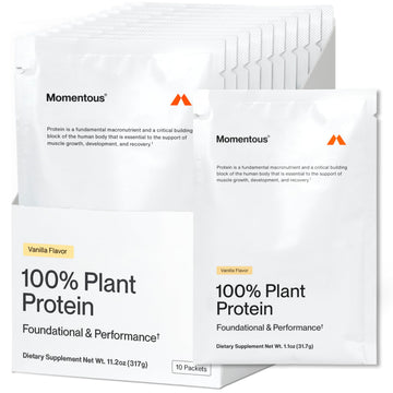 Momentous Vegan Protein Powder, 20g Pea & Rice Blend Protein, Chocolate | Complete Amino Acid Profile to Support Lean Muscle Growth, NSF Certified for Sport, Non-GMO & Gluten-Free (22 Servings)