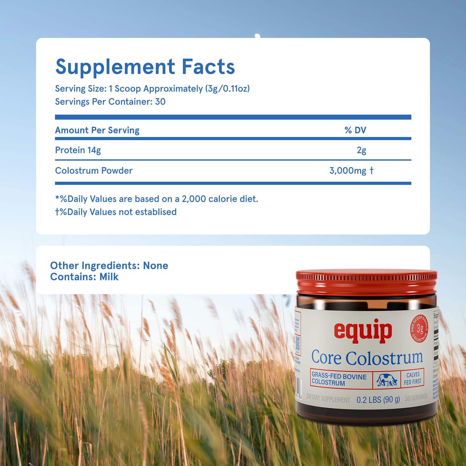 Equip Foods Clean Coffee & Grass Fed Core Colostrum Powder Unflavored