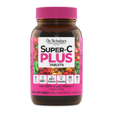 Dr. Schulze's Super-C Plus - Vitamin C Supplement for Immune Support - Skin Health & Antioxidant Support - High-Potency Formula - Plant-Based Superfood - Gluten-Free & Vegan - 60 Count (20 Servings) Dr. Schulze'sBuy Supplements Australia