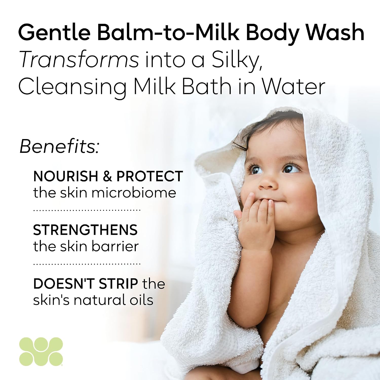 BioGaia Gentle Balm-to-Milk Body Wash | Scandinavian Baby & Kids Skincare | Oil-Based Cleanser | Fragrance & Essential Oil-Free | Supports a Healthy Skin Microbiome | Cold-Pressed, Organic Oils