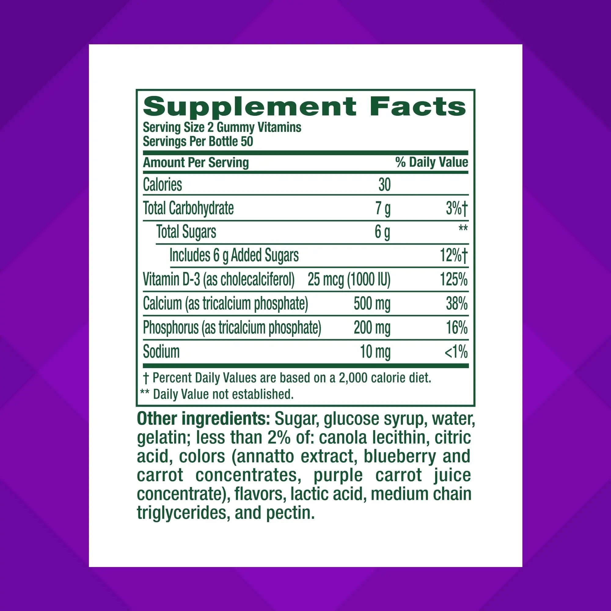 vitafusion Chewable Calcium Gummy Vitamins for Bone and Teeth Support, Calcium Gummies, Fruit and Cream Flavor, 100 Count, 50 Day Supply Vitafusion