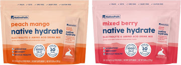 NativePath Hydrate Stick Pack Peach Mango & Mixed Berry Bundle – Zero Sugar Electrolytes with BCAAs