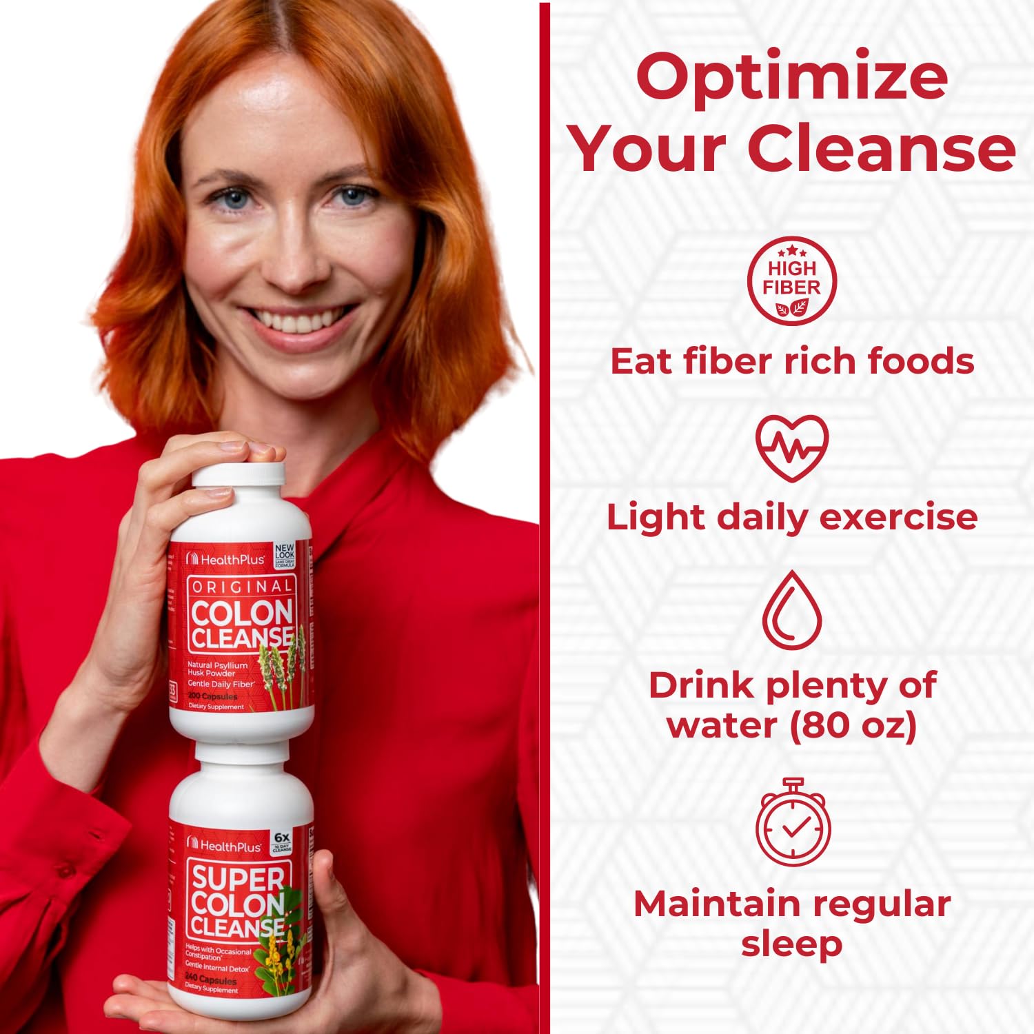 Health Plus Super Colon Cleanse 60 Day Supply of Gentle Gut Cleanse Detox, Psyllium Husk, Probiotics for Constipation Relief & Digestive Support, 240 Capsules