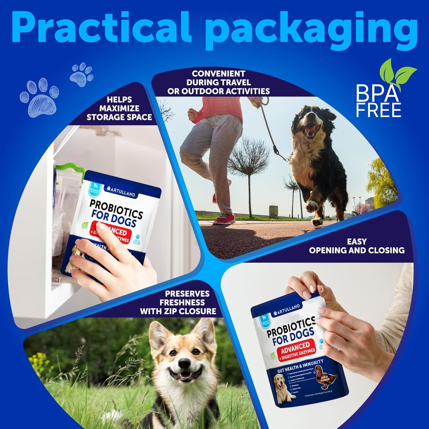 Probiotics for Dogs - Support Gut Health, Itchy Skin, Allergies, Immunity, Yeast Balance - Dog Probiotics and Digestive Enzymes with Prebiotics - Reduce Diarrhea, Gas - 120 Probiotic Chews for Dogs