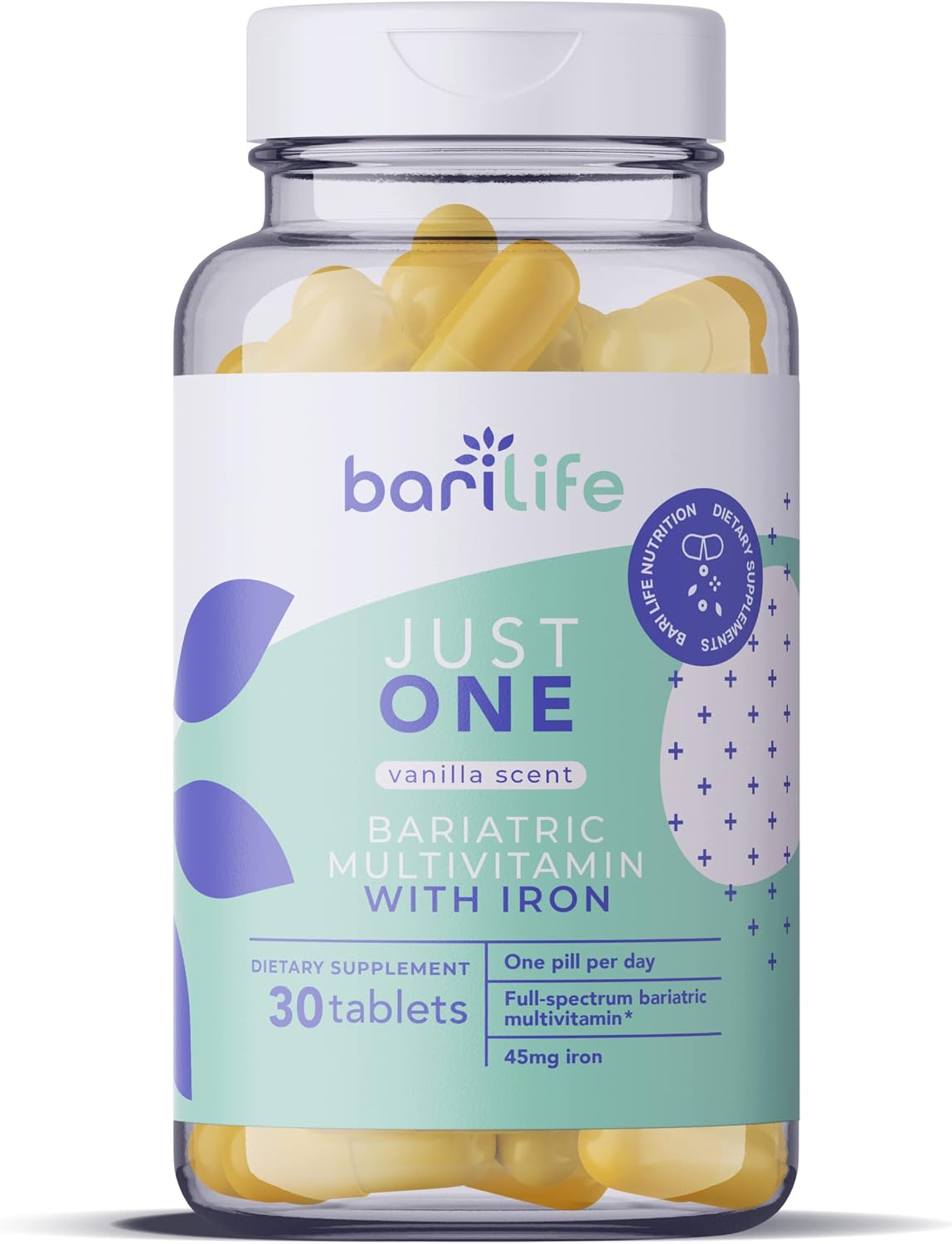 Bari Life Just One, Once Daily Bariatric Multivitamin with Iron (30 Tablets) and BariBurst Calcium Citrate Soft Chews for Gastric Bypass, Gastric Sleeve and Duodenal Switch (Butter Toffee)