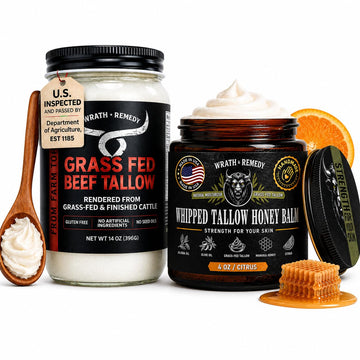Beef Tallow for Cooking (14 oz) + Organic Beef Tallow for Skin - 4 OZ (Citrus)