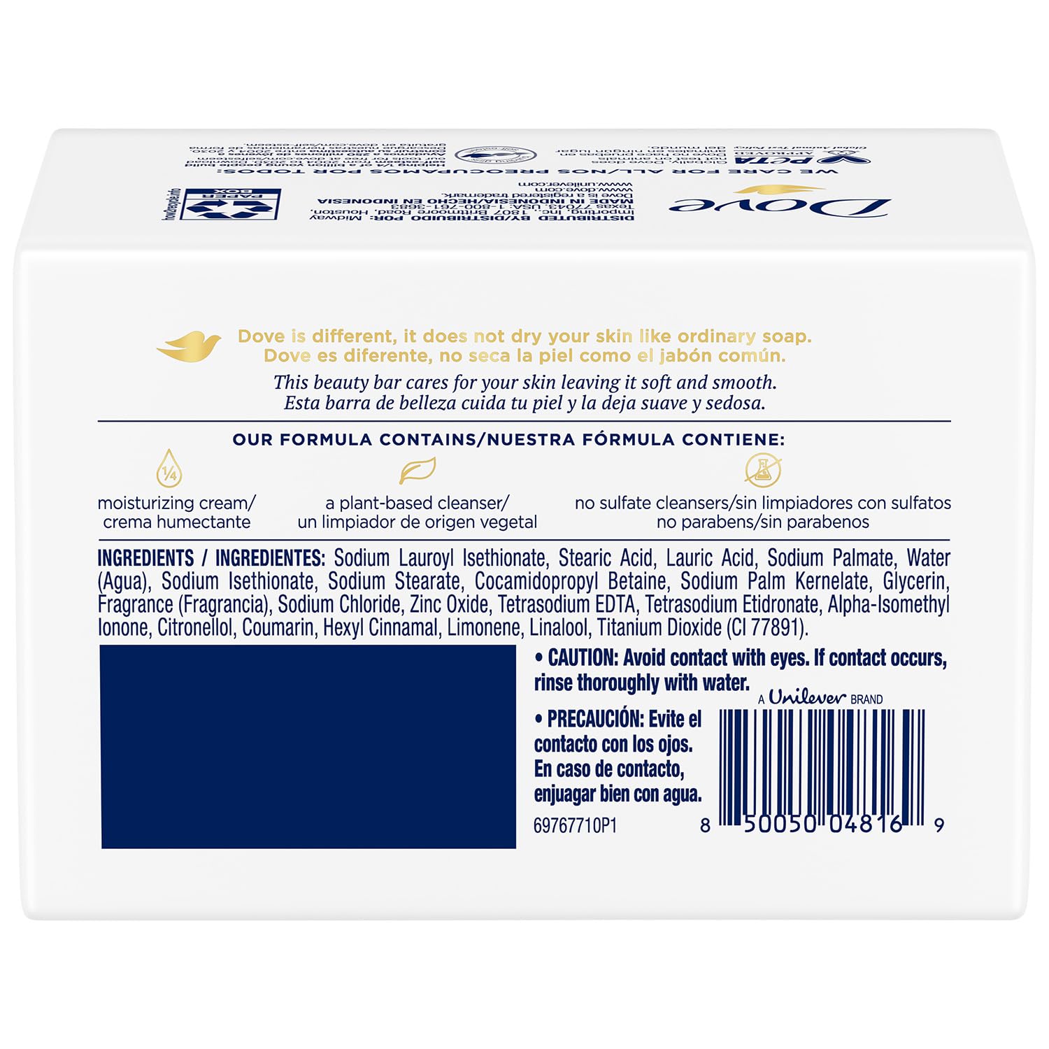 Dove Soap, Original Beauty Bar Pack (4 Soap Bars) – 3-in-1 Moisturizing Face, Body & Hand Soap, 3.17 Oz Ea