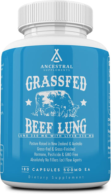 Ancestral Supplements Grass Fed Beef Lung Supplement with Liver, 180 Ct | Lung and liver supplement supports respiratory, vascular and circulatory health in one whole food formula.