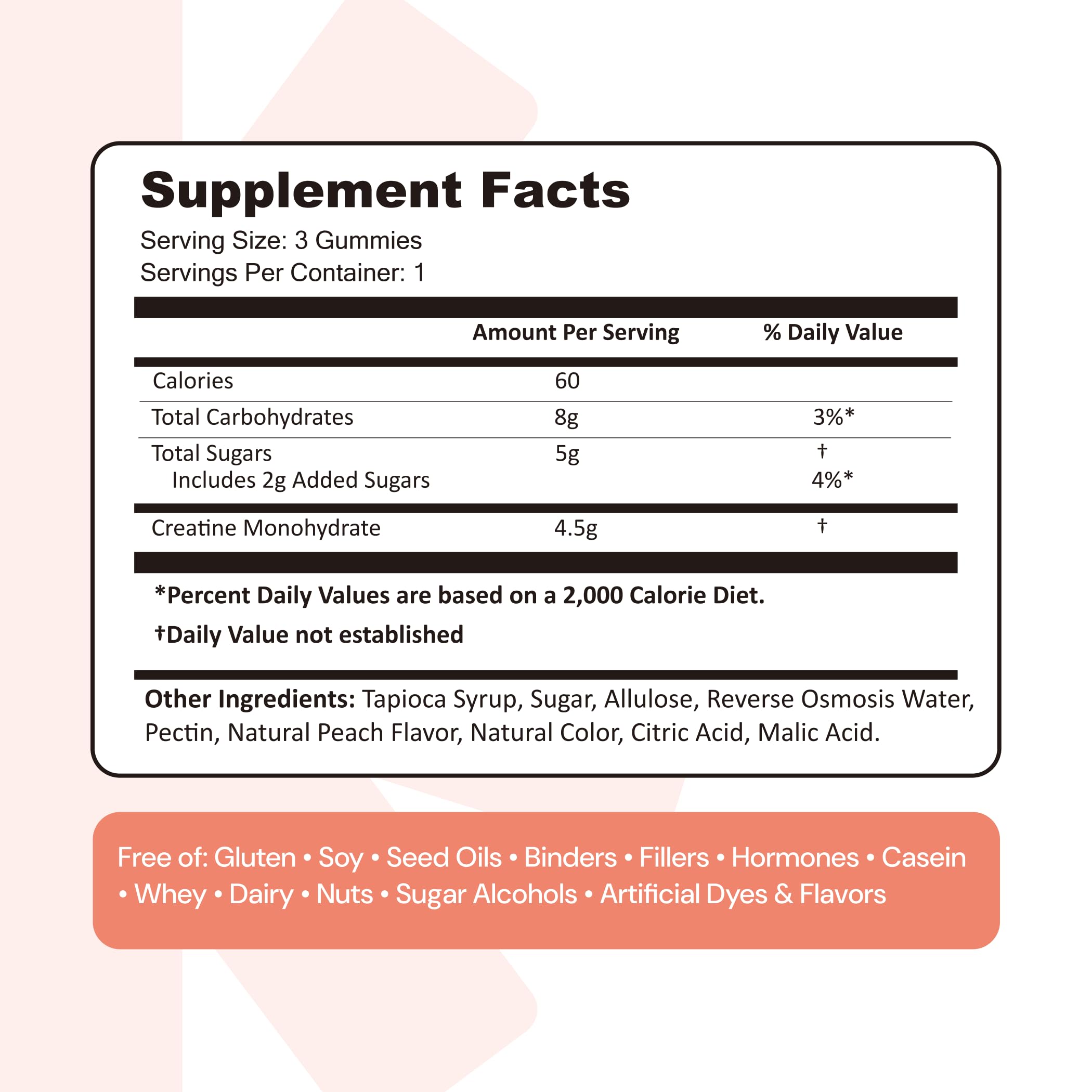 Create Creatine Monohydrate Gummies for Men & Women, Boost Focus, Strength, and Endurance, Anti-Melting Formula, Vegan, Gluten-Free, Non-GMO, 1.5g of Creatine per Gummy (Orange)