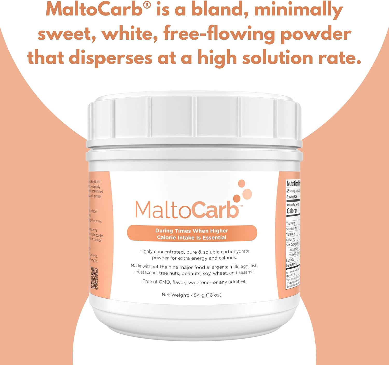 MaltoCarb Maltodextrin Powder, 454g | Carbohydrate Powder, Sustained Energy, Fast-Absorbing, Gluten-Free, Plant-Based
