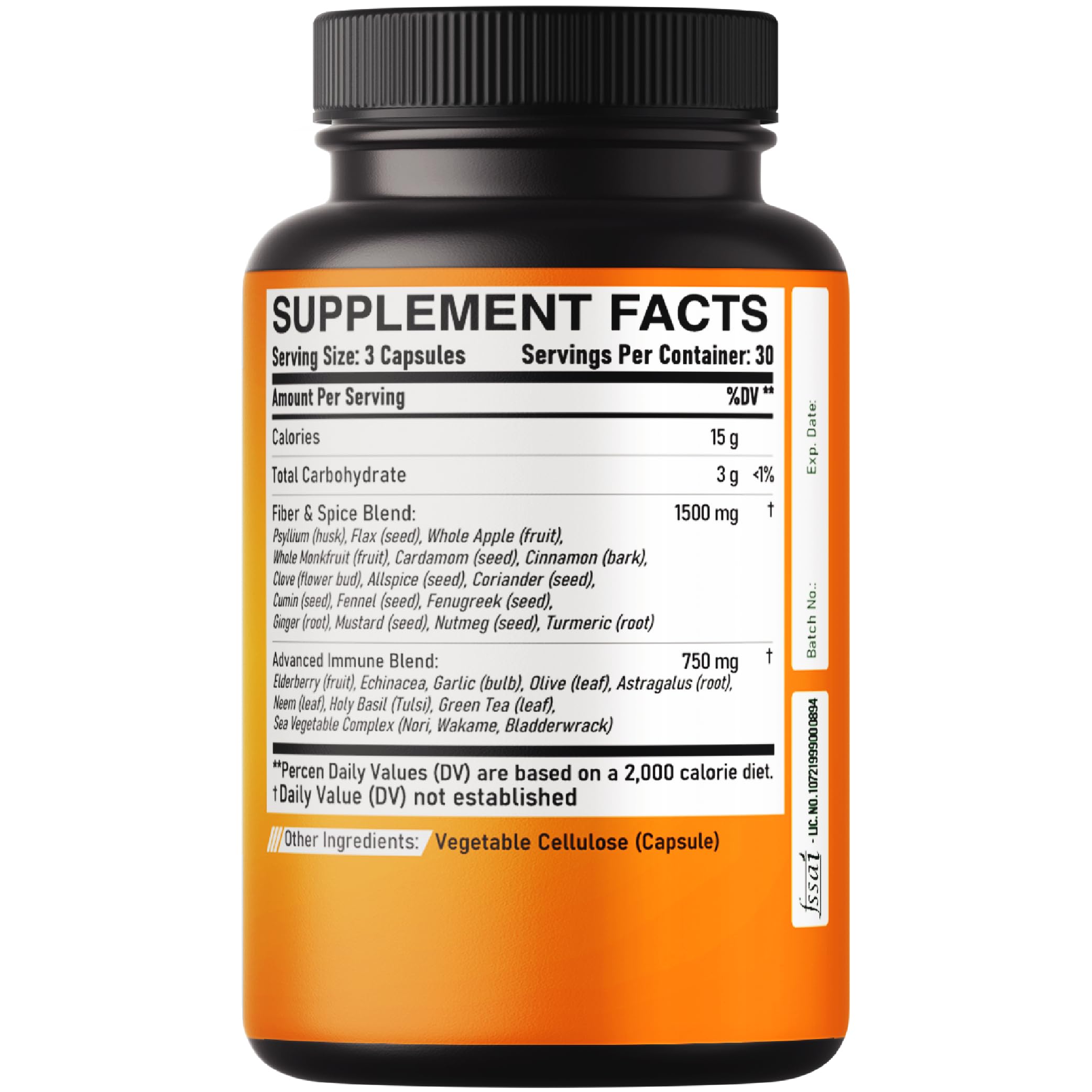 DEDICAD 27in1 Fiber and Spice Supplement - Combined with Organic Psyllium, Whole Apple, Elderberry & More - Support Mood, Body & Immunity - 90 Capsules for 1 Month DEDICAD buy supplements Au
