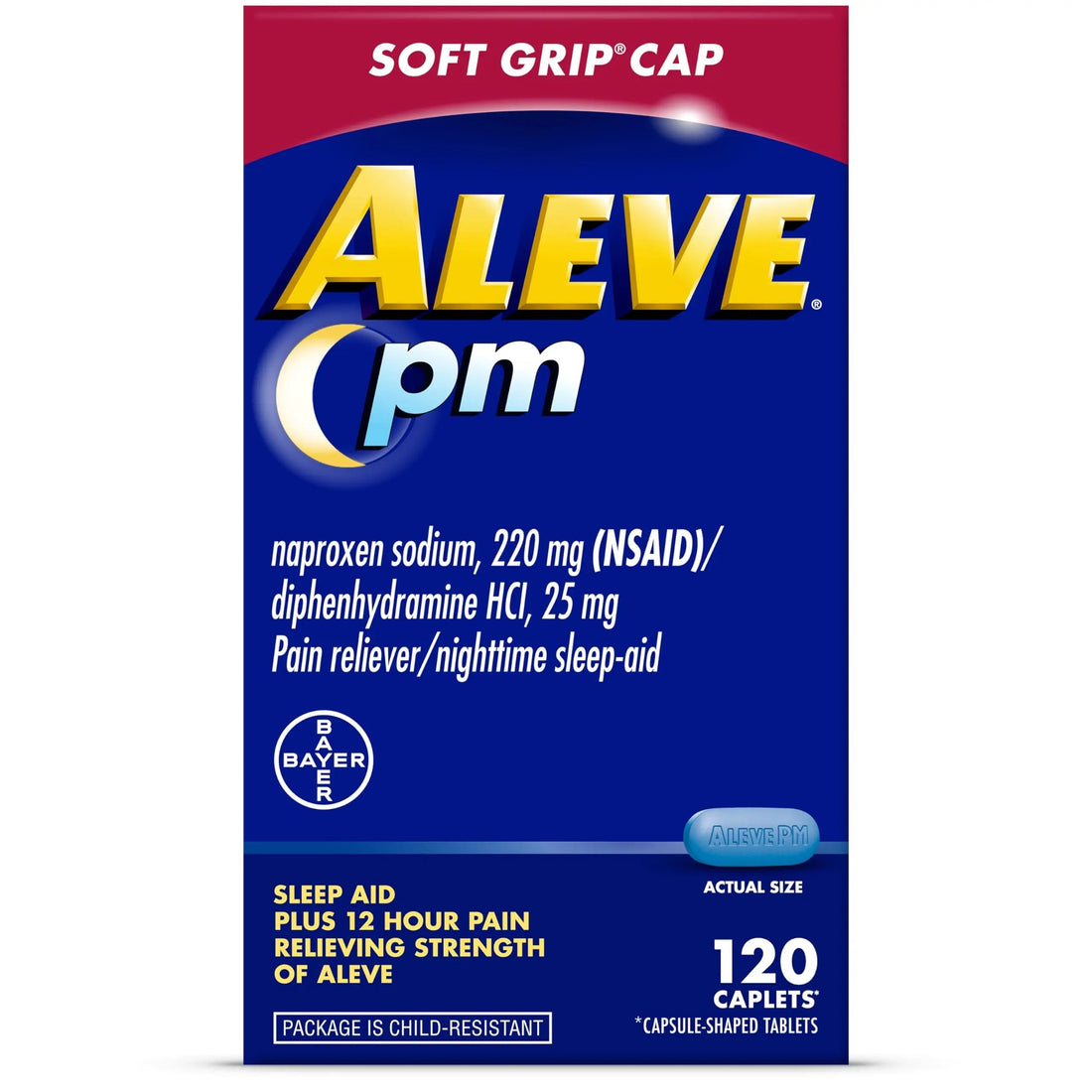 Aleve PM Sleep Aid Plus Pain Reliever Caplets, Naproxen Sodium & Diphenhydramine HCl, Nighttime, 120 Count AleveBuy Supplements Australia