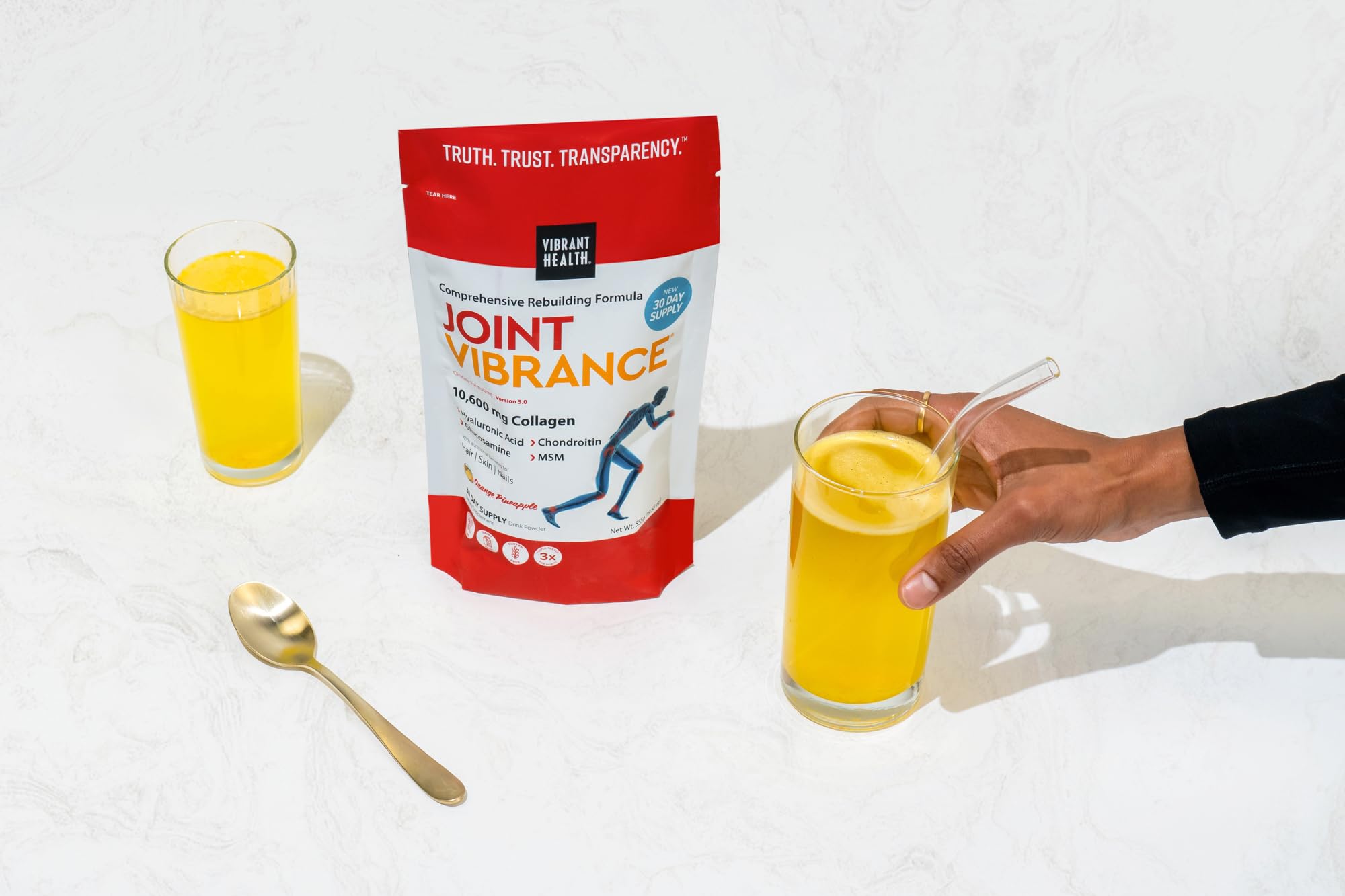 Vibrant Health, Joint Vibrance, Comprehensive Joint and Cartilage Support, Orange Pineapple, 21 Servings
